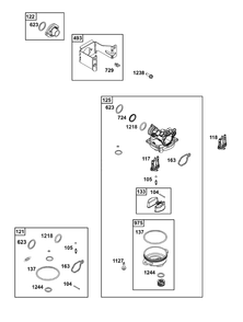 Carburetor Group Diagram and Parts List for 08P602-0029-H5 020000 - 09Z999 Briggs and Stratton Engine